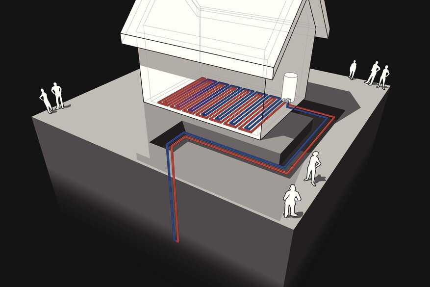 Darstellung Konzept Grundwasser-Wäremepumpe